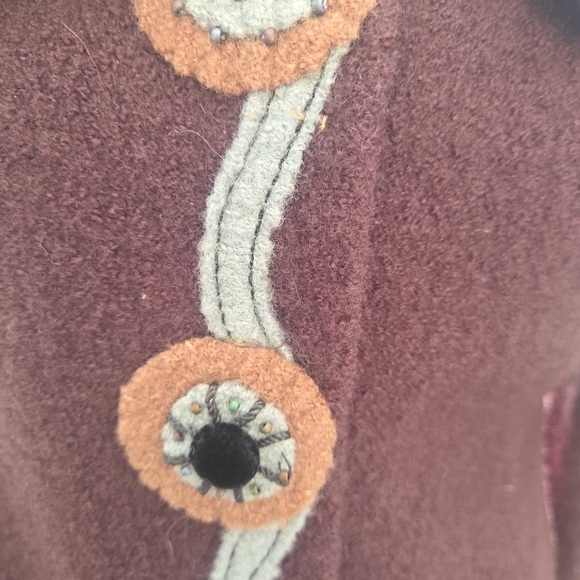 Embroidered CoVelo Chocolate Brown Women's Pea Coat Blazer Business Suit - Picture 10 of 16